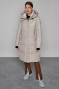 Купить Пальто утепленное молодежное зимнее женское бежевого цвета 51131B, фото 9