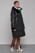 Купить Пальто утепленное молодежное зимнее женское черного цвета 51131Ch, фото 3