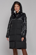 Купить Пальто утепленное молодежное зимнее женское черного цвета 51131Ch, фото 7
