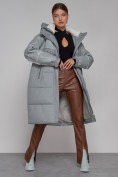 Купить Пальто утепленное молодежное зимнее женское голубого цвета 51131Gl, фото 13