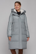Купить Пальто утепленное молодежное зимнее женское голубого цвета 51131Gl, фото 9