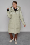 Купить Пальто утепленное молодежное зимнее женское светло-зеленого цвета 51131ZS, фото 10