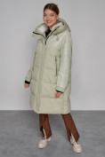 Купить Пальто утепленное молодежное зимнее женское светло-зеленого цвета 51131ZS, фото 11