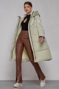 Купить Пальто утепленное молодежное зимнее женское светло-зеленого цвета 51131ZS, фото 12