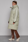 Купить Пальто утепленное молодежное зимнее женское светло-зеленого цвета 51131ZS, фото 2