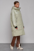Купить Пальто утепленное молодежное зимнее женское светло-зеленого цвета 51131ZS, фото 3