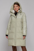 Купить Пальто утепленное молодежное зимнее женское светло-зеленого цвета 51131ZS, фото 5
