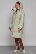 Купить Пальто утепленное молодежное зимнее женское светло-зеленого цвета 51131ZS, фото 7