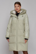 Купить Пальто утепленное молодежное зимнее женское светло-зеленого цвета 51131ZS, фото 8