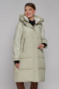 Купить Пальто утепленное молодежное зимнее женское светло-зеленого цвета 51131ZS, фото 9