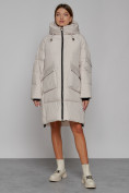 Купить Пальто утепленное с капюшоном зимнее женское бежевого цвета 51139B