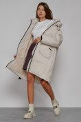 Купить Пальто утепленное с капюшоном зимнее женское бежевого цвета 51139B, фото 11