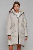 Купить Пальто утепленное с капюшоном зимнее женское бежевого цвета 51139B, фото 14