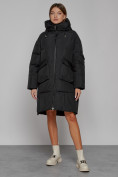 Купить Пальто утепленное с капюшоном зимнее женское черного цвета 51139Ch