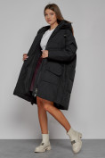 Купить Пальто утепленное с капюшоном зимнее женское черного цвета 51139Ch, фото 15