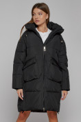 Купить Пальто утепленное с капюшоном зимнее женское черного цвета 51139Ch, фото 14