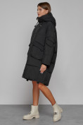Купить Пальто утепленное с капюшоном зимнее женское черного цвета 51139Ch, фото 2