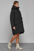 Купить Пальто утепленное с капюшоном зимнее женское черного цвета 51139Ch, фото 3