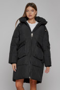 Купить Пальто утепленное с капюшоном зимнее женское черного цвета 51139Ch, фото 8
