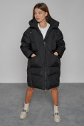 Купить Пальто утепленное с капюшоном зимнее женское черного цвета 51139Ch, фото 9