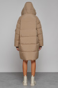 Купить Пальто утепленное с капюшоном зимнее женское светло-коричневого цвета 51139SK, фото 4
