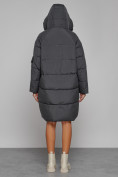 Купить Пальто утепленное с капюшоном зимнее женское темно-серого цвета 51139TC, фото 4