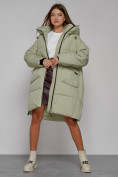 Купить Пальто утепленное с капюшоном зимнее женское светло-зеленого цвета 51139ZS, фото 11