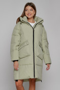 Купить Пальто утепленное с капюшоном зимнее женское светло-зеленого цвета 51139ZS, фото 13