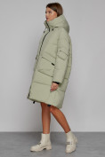 Купить Пальто утепленное с капюшоном зимнее женское светло-зеленого цвета 51139ZS, фото 2