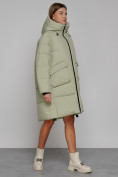 Купить Пальто утепленное с капюшоном зимнее женское светло-зеленого цвета 51139ZS, фото 3