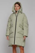 Купить Пальто утепленное с капюшоном зимнее женское светло-зеленого цвета 51139ZS, фото 5