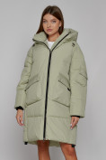 Купить Пальто утепленное с капюшоном зимнее женское светло-зеленого цвета 51139ZS, фото 8
