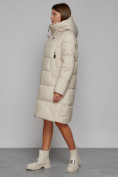 Купить Пальто утепленное с капюшоном зимнее женское бежевого цвета 51155B, фото 2