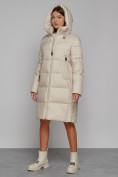 Купить Пальто утепленное с капюшоном зимнее женское бежевого цвета 51155B, фото 7