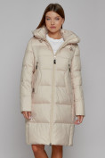 Купить Пальто утепленное с капюшоном зимнее женское бежевого цвета 51155B, фото 8