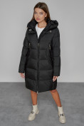 Купить Пальто утепленное с капюшоном зимнее женское черного цвета 51155Ch, фото 10