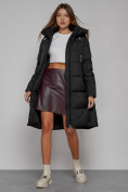 Купить Пальто утепленное с капюшоном зимнее женское черного цвета 51155Ch, фото 12
