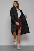 Купить Пальто утепленное с капюшоном зимнее женское черного цвета 51155Ch, фото 14