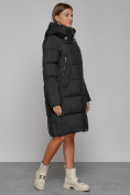 Купить Пальто утепленное с капюшоном зимнее женское черного цвета 51155Ch, фото 3