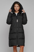 Купить Пальто утепленное с капюшоном зимнее женское черного цвета 51155Ch, фото 5