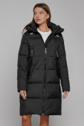 Купить Пальто утепленное с капюшоном зимнее женское черного цвета 51155Ch, фото 8