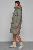 Купить Пальто утепленное с капюшоном зимнее женское цвета хаки 51155Kh, фото 2