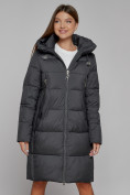 Купить Пальто утепленное с капюшоном зимнее женское темно-серого цвета 51155TC, фото 13