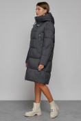 Купить Пальто утепленное с капюшоном зимнее женское темно-серого цвета 51155TC, фото 2