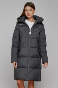 Купить Пальто утепленное с капюшоном зимнее женское темно-серого цвета 51155TC, фото 8