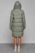 Купить Пальто утепленное с капюшоном зимнее женское зеленого цвета 51155Z, фото 4
