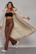 Купить Пальто утепленное с капюшоном зимнее женское бежевого цвета 51156B, фото 14