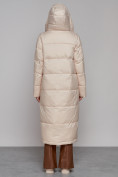 Купить Пальто утепленное с капюшоном зимнее женское бежевого цвета 51156B, фото 4