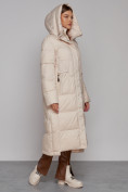 Купить Пальто утепленное с капюшоном зимнее женское бежевого цвета 51156B, фото 7