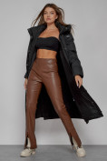 Купить Пальто утепленное с капюшоном зимнее женское черного цвета 51156Ch, фото 12
